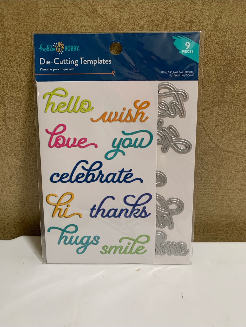 HELLO HOBBY 9 piece DIE CUTTING WORDS NEW in Pkg